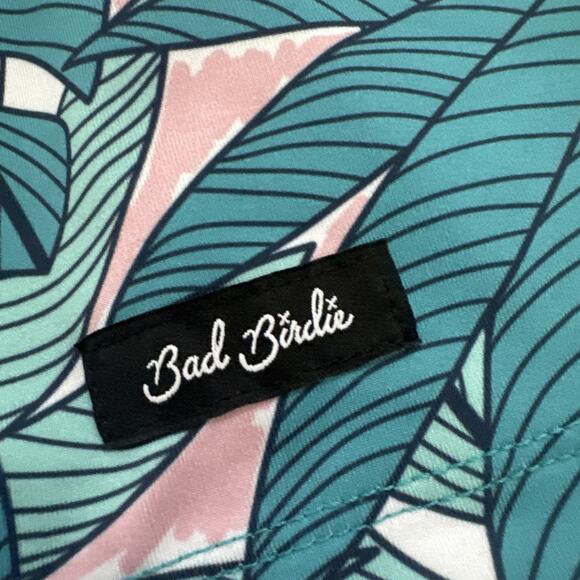 Bad Birdie Polo Shirt Medium Floral Hawaiian Performance Golf Leaves Aloha - Picture 6 of 10